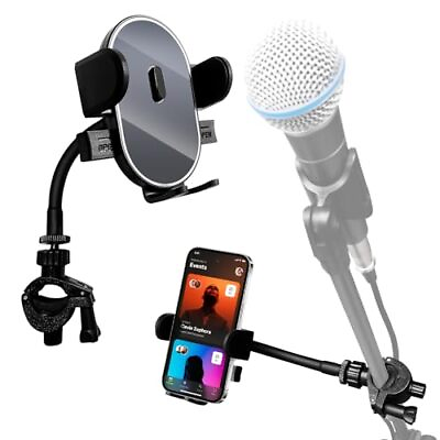 #ad Mic Stand Phone Mount 360° Flexible Phone Holder for Microphone Stand Sturdy ... $28.44