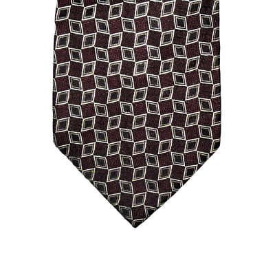 #ad Ralph Lauren Purple Label Necktie Dark Red Black Silver Purple Geometric Silk $34.99
