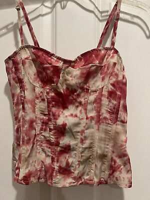 #ad New Pretty Little Thing Womens Tie Dyed Structured Corset Top Size 2 Swirl $15.00