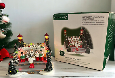 #ad Dept 56 Village Animated quot;Holiday Singersquot; #52505 Animated Sings Christmas Songs $79.95