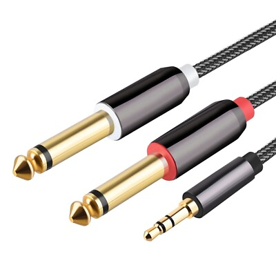 #ad Audio Cable 3.5mm to 6.35mm Aux Cable 2X6.5 Jack to 3.5 Male for Mixer5124 AU $15.50
