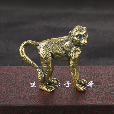 #ad Solid Brass Antique Chinese Zodiac Monkey Animal Statue Figuriens $7.99