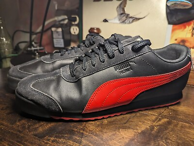 #ad Puma Roma Art of Sport Men#x27;s Leather Sneakers Black Red SIZE 13 Style: 382950 01 $45.00
