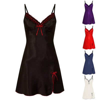 #ad Sexy Lingerie Women Satin Silk Underwear Babydoll Sleepwear Nightdress Nighties $10.29