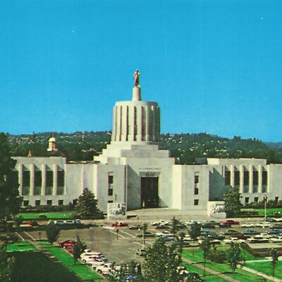 #ad Oregon State Capitol Salam Aerial Granite Automobile OR Ephemera Postcard $5.98