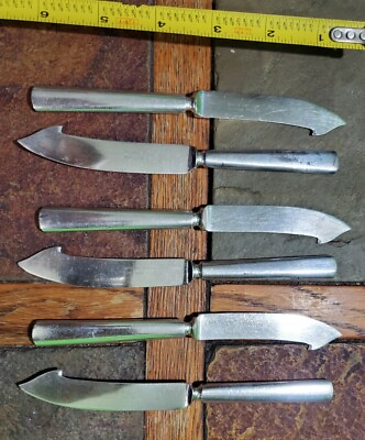 #ad SET of 6 ANTIQUE PAT AUG 51902 GOODELL CO HOOK BLADE SILVERPLATED FRUIT KNIVES $32.99