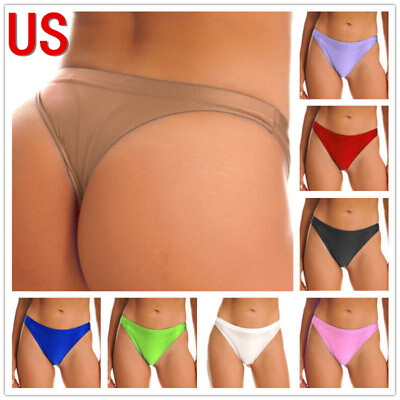 #ad US Women#x27;s Oil Shiny Breathable Panties Glossy Low Rise Bikini Briefs Underwear $7.89