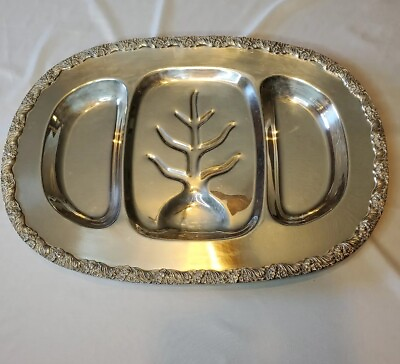 #ad VINTAGE F.B. ROGERS SILVER CO. SILVER ON COPPER Trade Mark 7714 MEAT PLATTER $59.46