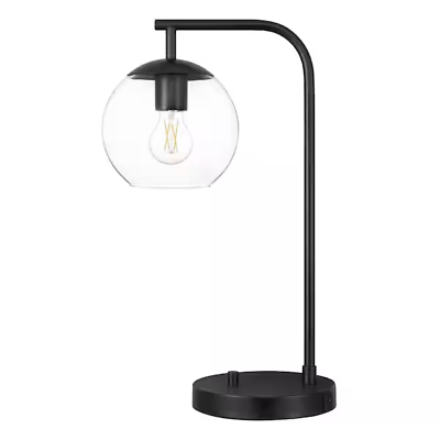 #ad Table Lamp Black Finish Clear Glass Shade 19 in tall $34.99