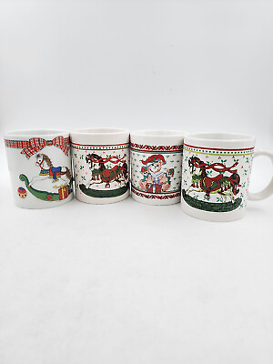 #ad 4 Christmas Victorian Carousel or Bear Coffee Tea Mugs Hot Cold $10.00