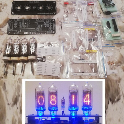 #ad DIY KIT with NEW tubes Nixie Clock 4x IN 14IN3 RGB Backlight Alarm *All parts* $119.90