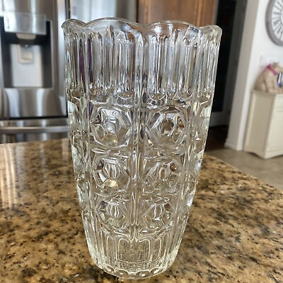 #ad Crystal Glass Vase Made in Italy Large Vintage $25.00