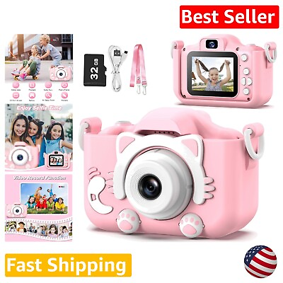 #ad Children#x27;s Digital Video Camcorder 12MP 1080p HD Video 32G SD Card Included $52.99