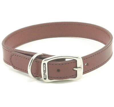 #ad HAMILTON Stitched Leather Dog Collar 24quot; x 1quot; Brown $11.99