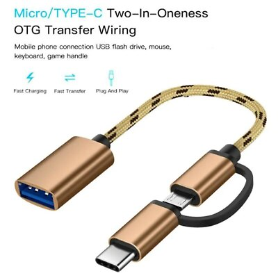 #ad 2 In 1 Micro Type C Plug To USB 3.0 Jack Adapter Splitter OTG Adapter Cable Conv $6.74