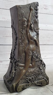#ad 12quot; West Art Deco Pure Bronze Women Girl Lady Fair Maiden Sculpture Vase Gift NR $234.50