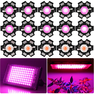 #ad 10 50pcs 3W Full Spectrum LED Chip Bulb COB Light Beads Plant Grow Lamp $11.77