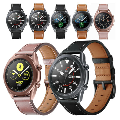 #ad For Samsung Galaxy Watch 3 45mm 41mm Band Classic Leather Wristwatch Strap $10.99