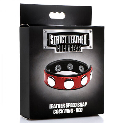 #ad Strict Leather Cock Gear Leather Speed Snap Cock Ring Red Penis Enhancer Ring $14.88