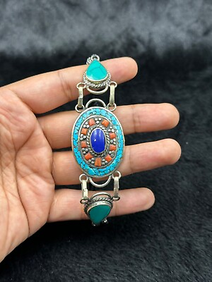 #ad Adjustable Vintage Tibetan Nepalese Bracelet With Turquoise Lapis amp; Coral Stone $110.00