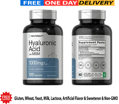 #ad Hyaluronic Acid with MSM 1000 mg 120 Capsules Non GMO Gluten Free USA $13.71
