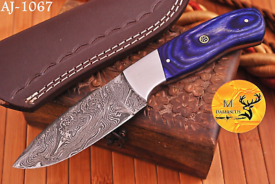 #ad Custom Made Damascus Hunting Knife Hand Forged Damascus Steel Sharp Blade 1067 $23.99