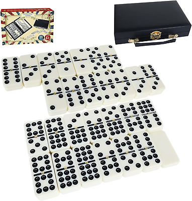 #ad GOTHINK Double Nine Dominoes 55 Tile Dot Domino Game Set with Leather Box for $19.26