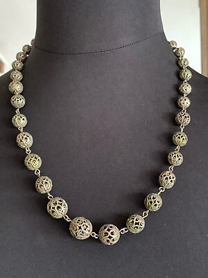#ad Antique North African Ethnic Silver Necklace Remarkable metalwork on the beads $199.00