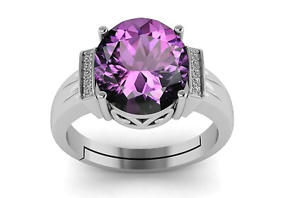 #ad Natural 11.00 Carat Amethyst Purple Gemstone 925 Silver Adjustable Ring $32.00