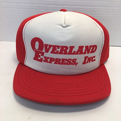 #ad Vtg Overland Express Vernon Headliner Spell Out Snap Back Trucker Hat Cap $28.75