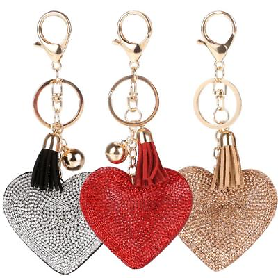#ad Crystal Rhinestone Heart Shape Key Ring Keychain Women Handbag Pendant Gift $10.77