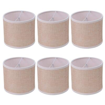 #ad Small Chandelier Lamp Shades Brown Set of 6 Rustic Style Linen Drum Shades f... $63.59