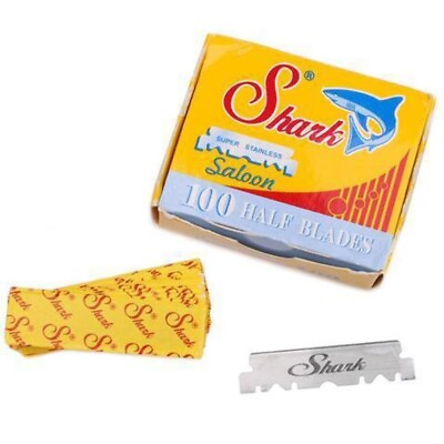#ad 100 Shark Super Stainless Straight Edge Barber Razor Blades for Professional Bar $7.74