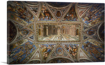 #ad Ceiling of Constantine Sala di Costantino Vatican Museum Canvas Print by Raphael $184.49