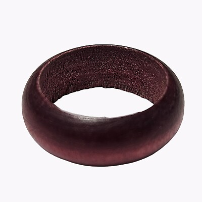 #ad Brown Wood Ring Statement Red Tint Plain Band Mens Costume Jewelry $12.49