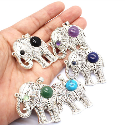 #ad Crystal Elephant Pendant Animal Gemstone Chakra Charms Reiki Healing Amulet Gift $2.49