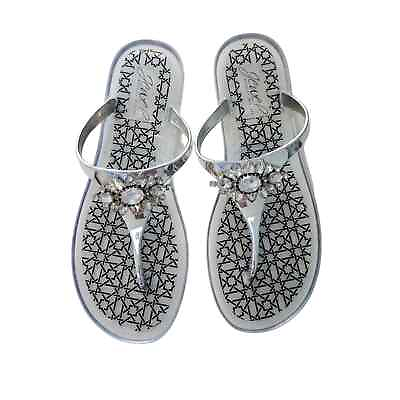 #ad Jewel Badgley Mischka Crystal Embellished Jelly Flip Flops Sandals Excellent 10 $23.99
