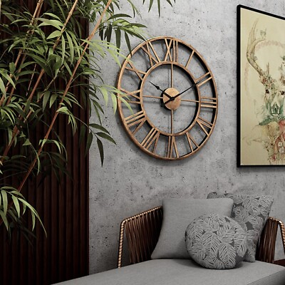 #ad Modern Wrought Iron Wall Clock Silent Movement Creative Living Room Decor C $133.92