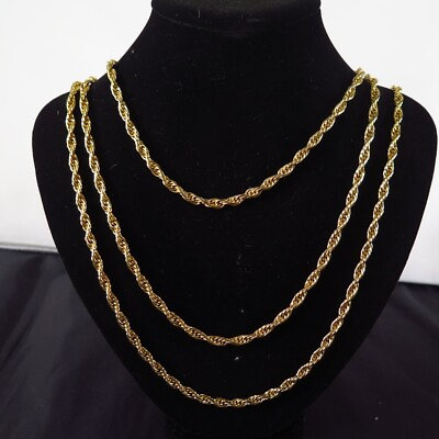 #ad Taylor Ltd. Vintage Double Cascade Rope Style Gold Tone metal Chain Necklace 36quot; $25.00