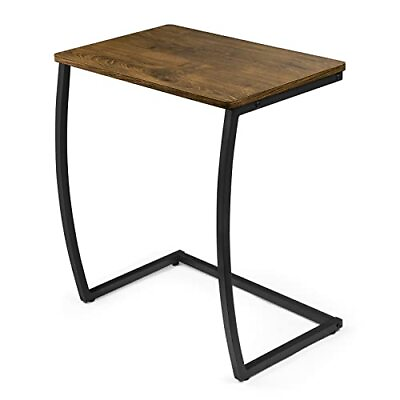 #ad Side Table End Table Vintage C Shaped Couch Table for Sofa Laptop 1.walnut $63.10
