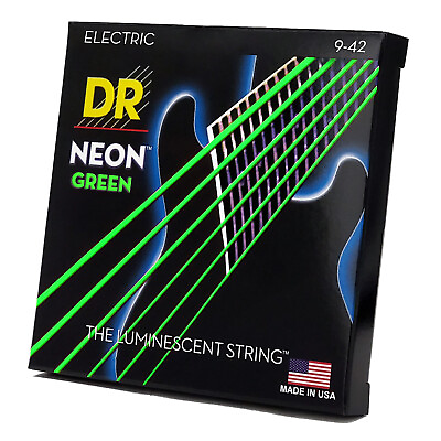 #ad DR Strings Hi Def Neon Green Colored Electric Guitar Strings: Light 9 42 $10.99