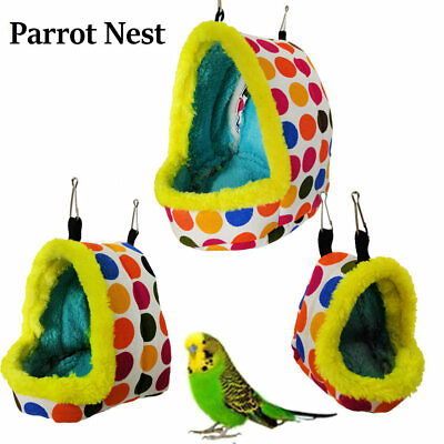 #ad Pet Bird Nest Plush Cave Cage Warm Hanging Sleep Bed Hut Tent Parrot Hammock Toy $8.07