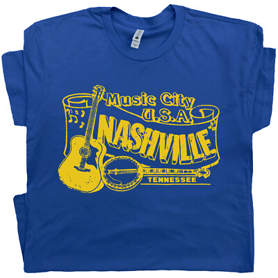 #ad Nashville T Shirt Vintage Country Music Opry Banjo Bluegrass Tennessee Grand Ole $19.99