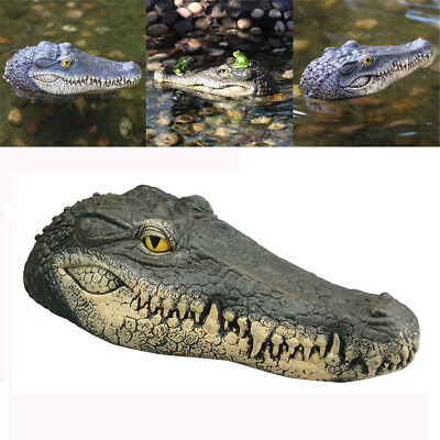 #ad Artificial Fake Floating Crocodile Alligator Head Garden Pond Decoration Props $26.00