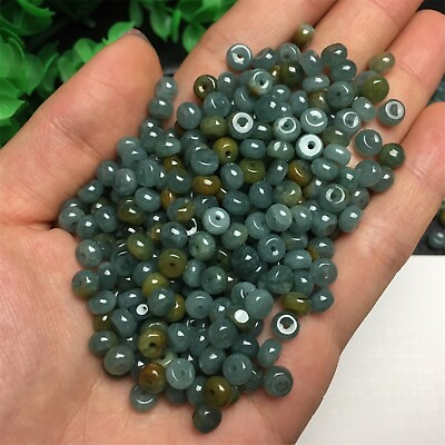 #ad 50PCS Natural Jade Jadeite Women 5.5*3mm DIY Lucky Abacus Beads Loose Pendant $17.91