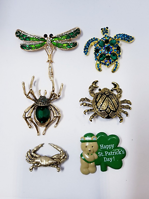 #ad Set of 6 Animal Insect Brooches Pins *One is signed $29.75