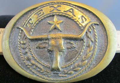 #ad RARE 1977 TEXAS LONGHORN Heritage Mint Registered Collection Brass Belt Buckle $60.00