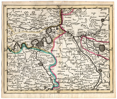 #ad Rare Antique Map 16 BELGIUM DENDERMONDE MECHELEN AALST Sanson Mortier 1701 $174.50