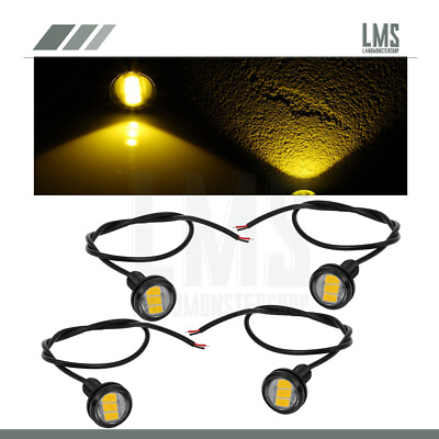#ad 4Pcs Amber Tail Signal Side Marker Lights Motor LED Eagle Eye 18mm 9W Fog Lamp $8.49
