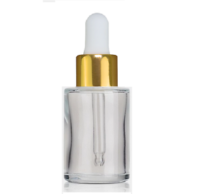 #ad 1 Oz Clear Cylinder Glass Bottle w White Shiny Gold Regular Glass Dropp 120 PK $110.80